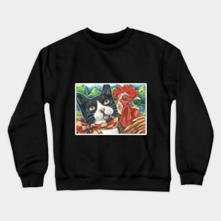Cat and Chicken Song - White Outlined Version Crewneck Sweatshirt